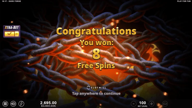 Dark Forge - spuštění Free Spins třemi Scatter symboly